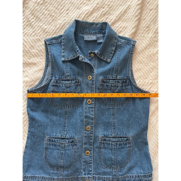 Vintage Blassport Denim Vest Size M – Utility Style, 100%‎ Cotton, Snap Button - Picture 4 of 10